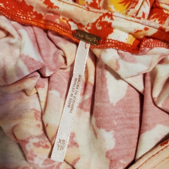 NWT Free People Strawberry Combo Baja Babe Cold Shoulder Top Size XS Ret. $78 - Picture 8 of 13